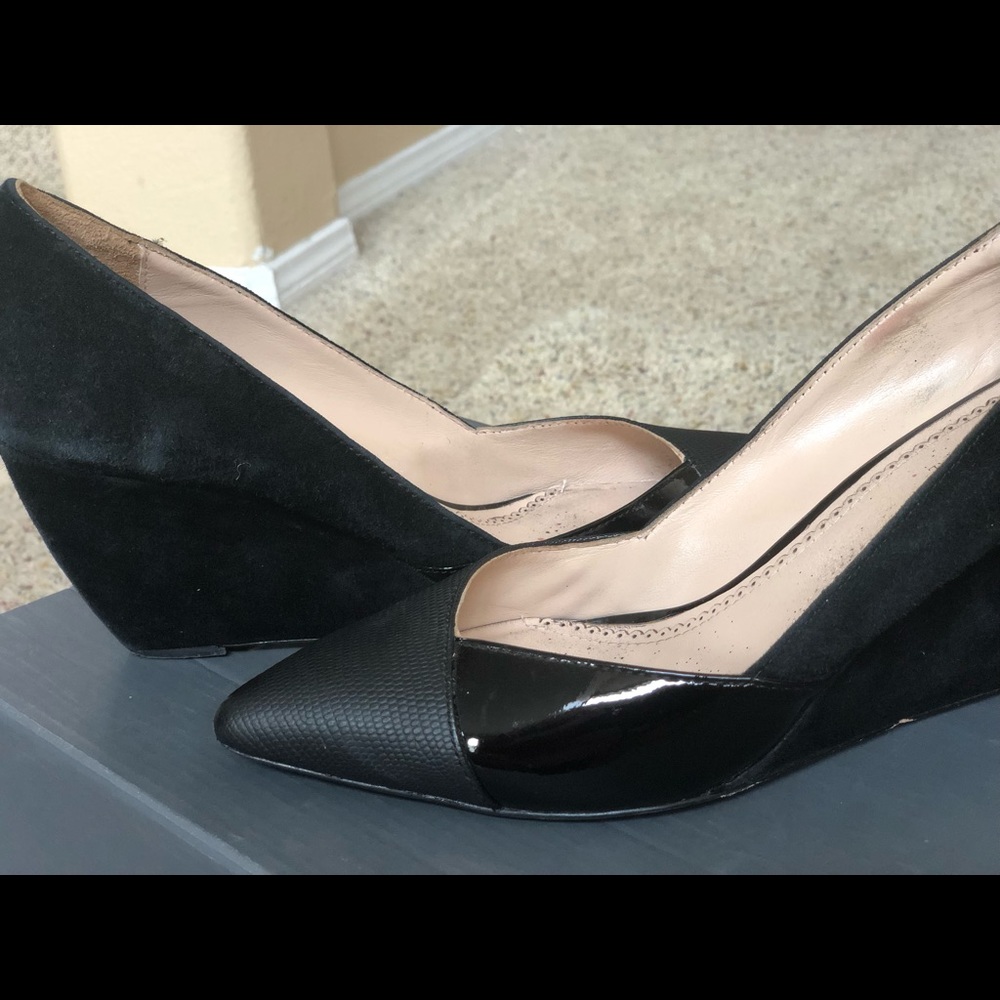 Wedges Black Suede, Leather and shine combo!